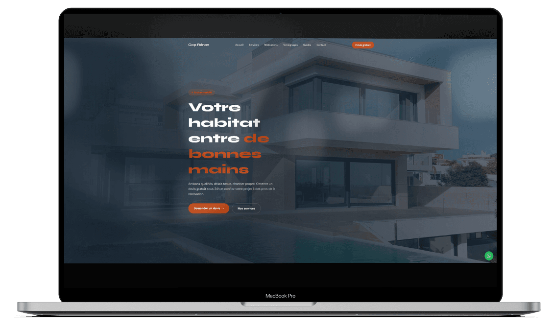 Exemple de site web professionnel - Cap Renov